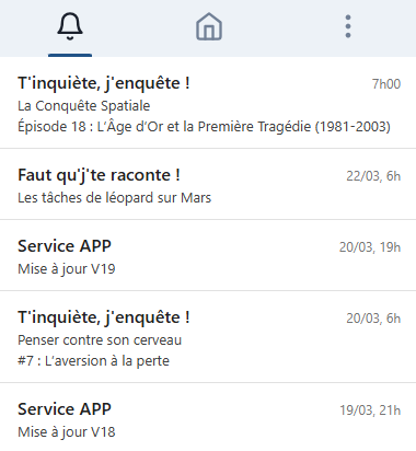 Historique des notifications